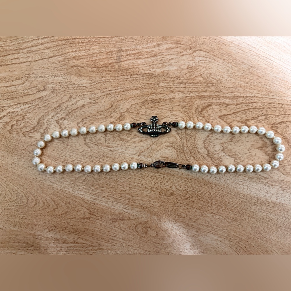 Vivienne Westwood Pearl Necklace with Cross Pendant